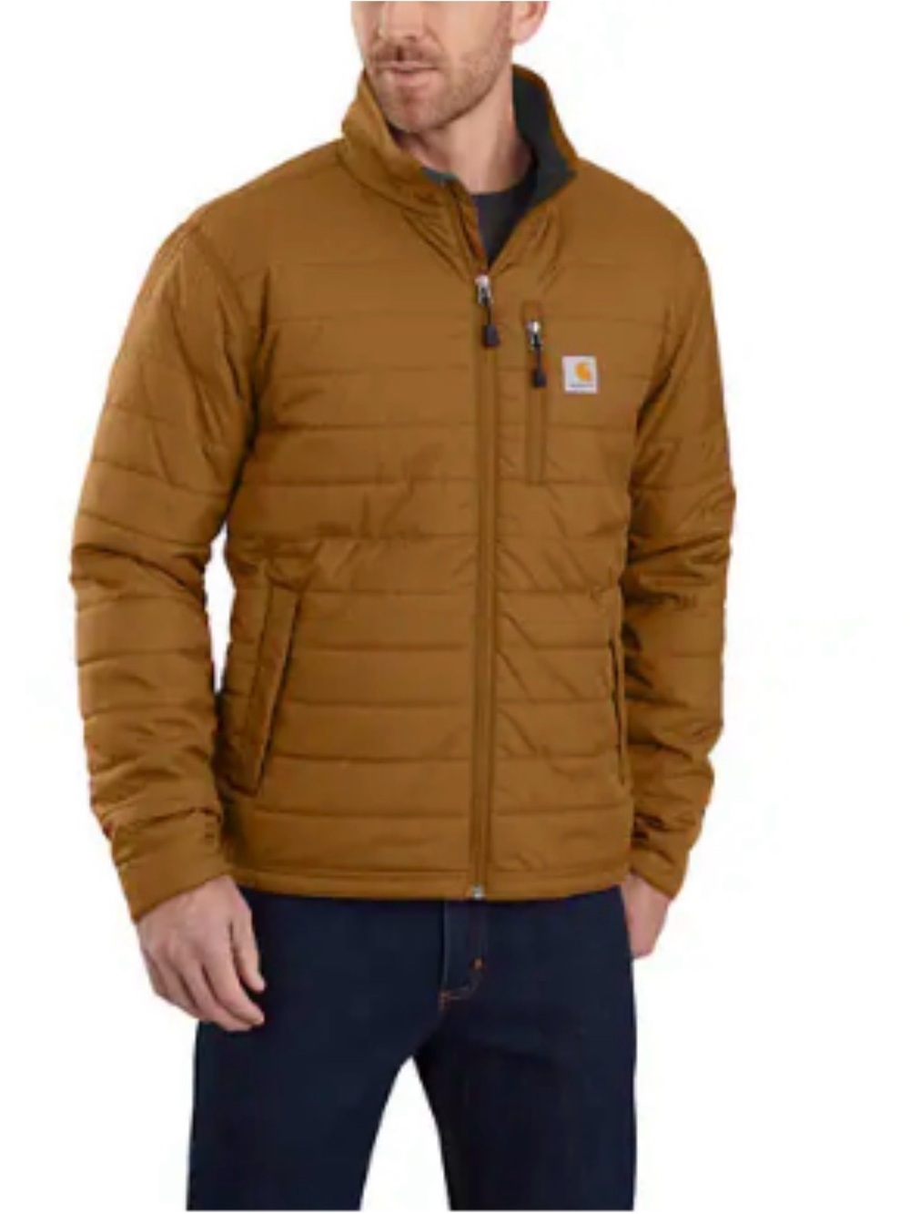 Carhartt Men's Gilliam Jacket Quilted Puffer Jacket - Carhartt Brown Sz Medium